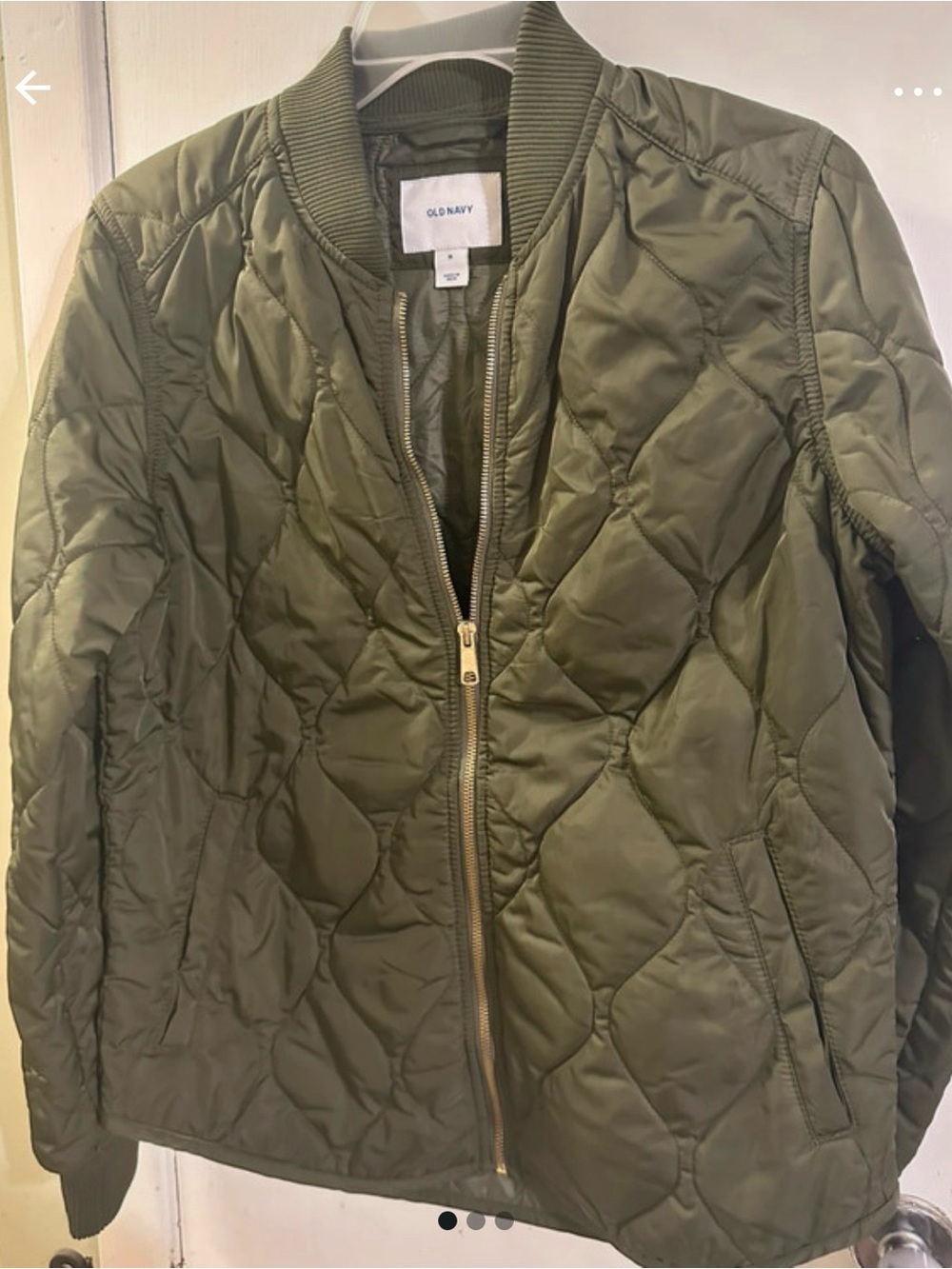 Old Navy Quilted Olive Green Bomber Jacket